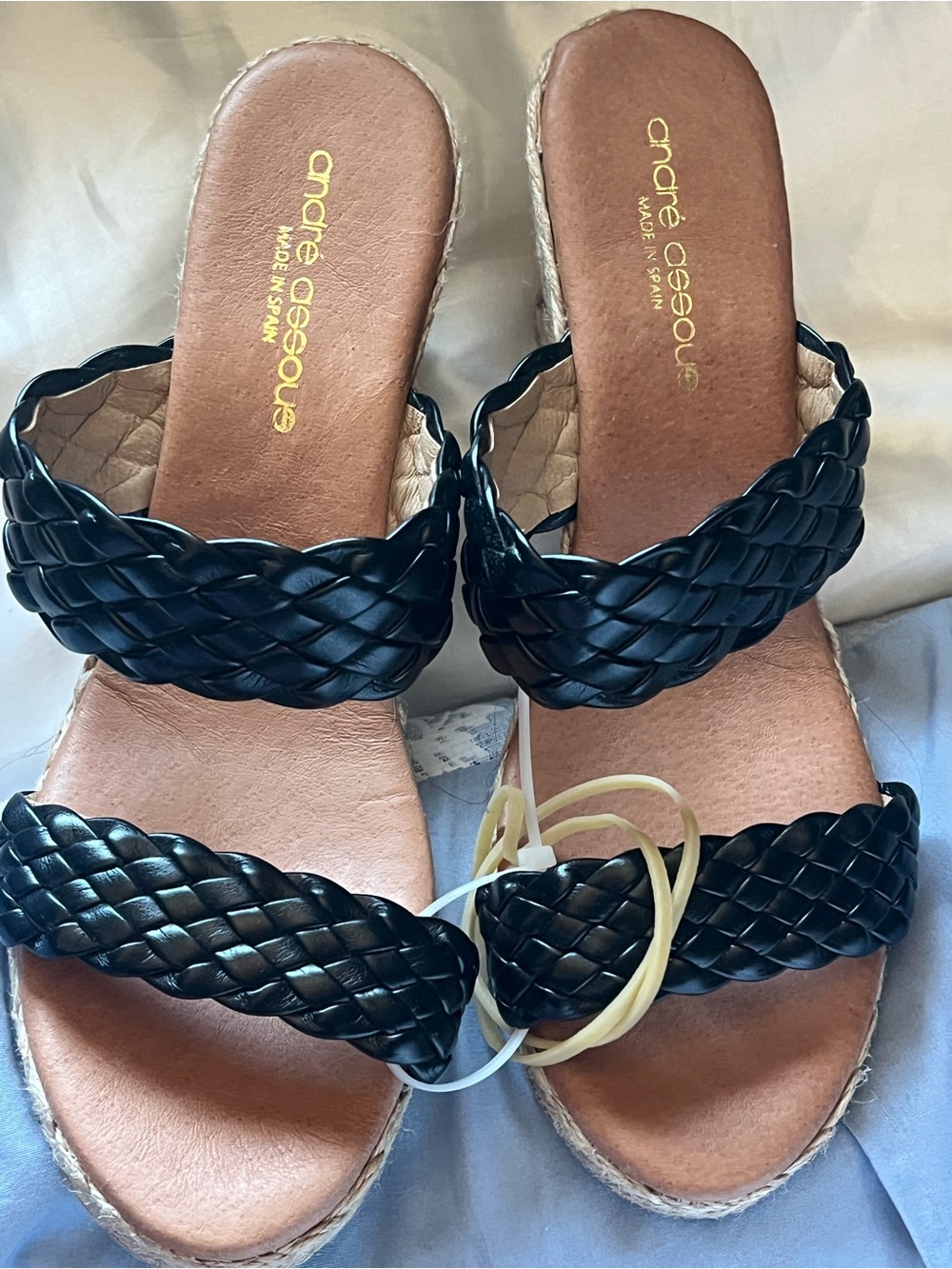 Nordstrom Black Braided Double-Strap Slide Sandals